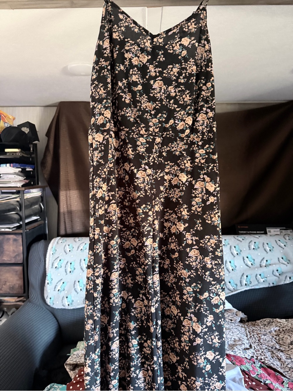 Navy Floral wide leg jumper with Peach Blooms